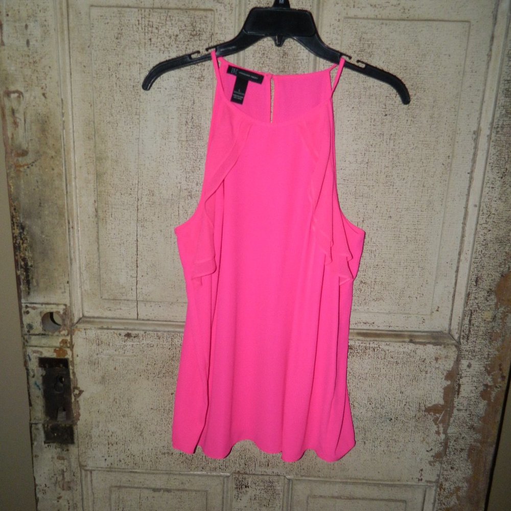INC International Concepts Halter Style Ruffle Blouse Size Large (B36)